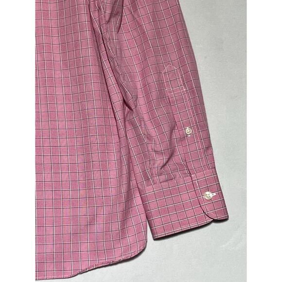 J Crew Dress Shirt Mens Large Pink Plaid Wrinkle Free 80s 2 Ply Button Up - Picture 5 of 11